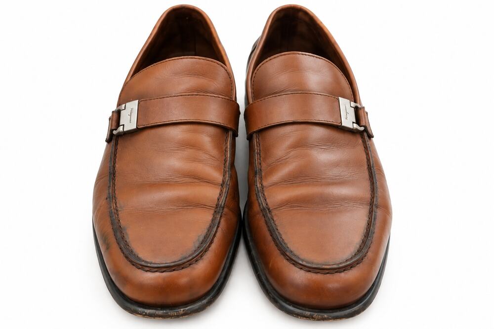 Salvatore Ferragamo Brown Leather Gancini Loafers Men’s 7 EEE Made Italy